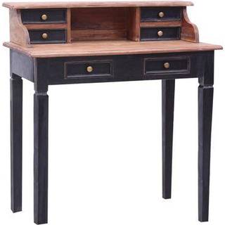 Skrivebord Med Skuffer 90X50X101 Cm Massivt Mahognitræ - Sort