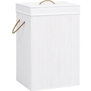 vasketøjskurv med 1 rum bambus hvid