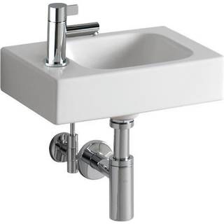 Geberit iCon håndvask: Hvid / KeraTect, B=38cm, H=13.5cm, T=28cm, Hanehul=Til venstre, Overløb=Uden