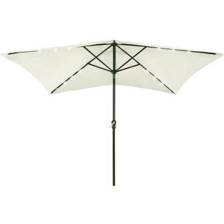 parasol med LED-lys og stålstang 2x3 m sort