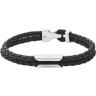 Diesel Black Braided Leather Double-Strand Bracelet DX1247040
