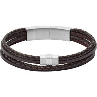 Multi-Strand Flettet Læderarmbånd, Mørkebrun, 17,5-19 cm