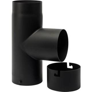 150 mm Metalbestos sorte røgrør. T-stykke 90° med sodskål