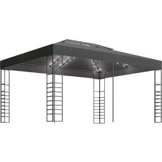 pavillon med LED-lyskæder 4x3x2,7 m hvid