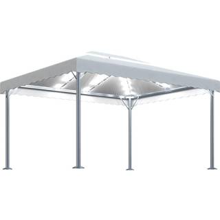 pavillon med LED-lyskæder 400x300 cm aluminium antracitgrå
