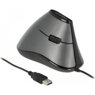 DeLOCK - vertical mouse - USB - grey black - Vertical mouse - Optisk - 5 knapper - Sort