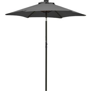 parasol med LED-lys 200x211 cm aluminium sort