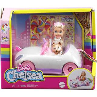 Barbie Chelsea dukke med enhjørning-bil og hvalpefigur
