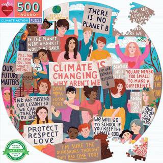 Eeboo: Piece and Love Climate Action 500 Piece Round Adult Jigsaw Puzzle Jigsaw Puzzle för vuxna och familjer inkluderar glansiga och robusta bit