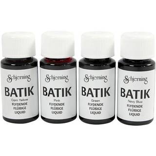 Batikfarve, marineblå, grøn, pink, majsgul, 4x50ml/ 1 pk.