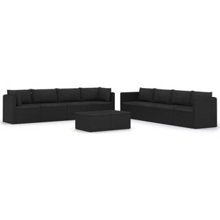 loungesæt til haven 9 dele med hynder polyrattan sort