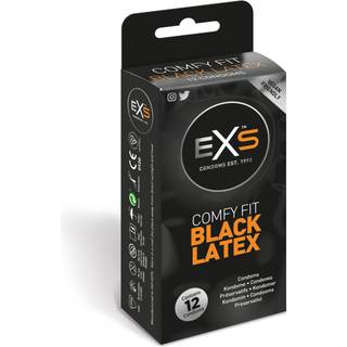 EXS Black Latex Comfy Fit 12 stk