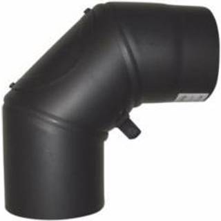 Metalbestos 80 mm knærør 90° x 1 mm m/smig,m/renseklap. Sort røgrør