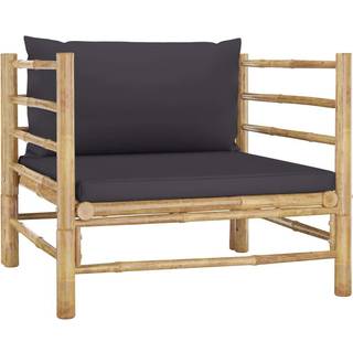 Loungesæt Til Haven 3 Dele Med Cremee Hynder Bambus - Hvid / lænestol