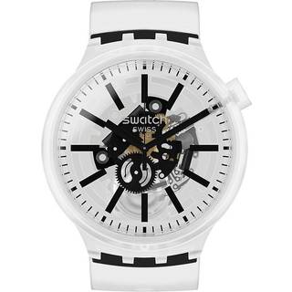 Swatch Big Bold BlackInJelly Quartz Transparent Dial Silicone Strap Unisex Watch SO27E101