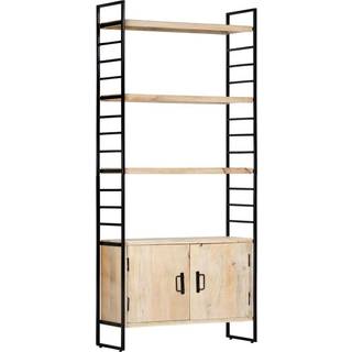 bogreol i 4 niveauer 80x30x180 cm massivt genbrugstræ