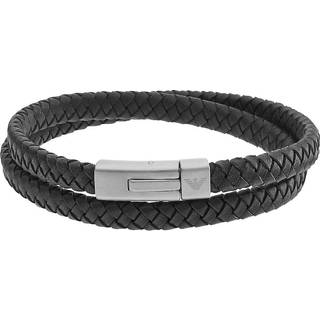 Emporio Armani Textured Leather and Steel Accents Men's Bracelet EGS2176040