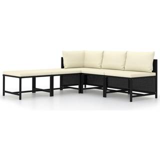 sofasæt til haven 5 dele med hynder polyrattan sort