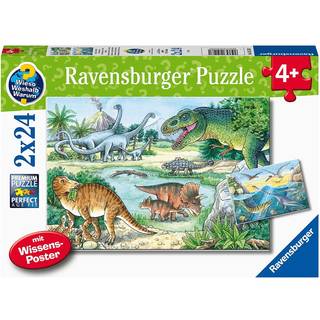 Ravensburger Puslespil Dinosaurusser på Land & i Vand 2x24 Brikker