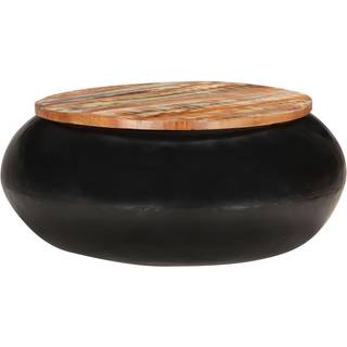 sofabord 68x68x30 cm massivt genbrugstræ sort