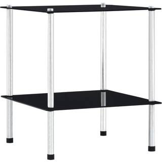 reol 2 hylder 40x40x47 cm hærdet glas sort