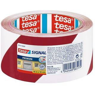 Tesa advarselstape PVC 50mmx66m rød/hvid