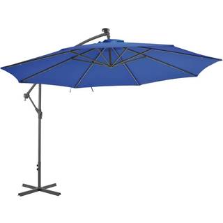 hængeparasol med LED-lys og metalstang 350 cm sandfarvet
