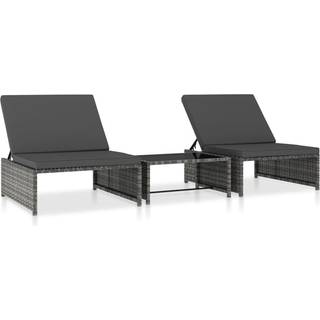 havestole 2 stk. med lænefunktion og bord polyrattan brun