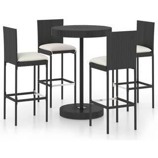 Barsæt Til Haven 3 Dele Med Hynder Polyrattan - 4 / Sort