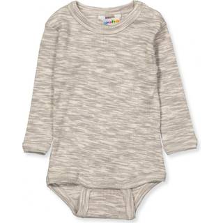 Langærmet body i beige økologisk bomuld