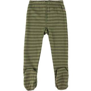 Leggings med fod uld i grønne striber