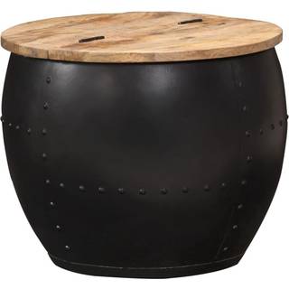 sofabord 53x43 cm rundt massivt mangotræ