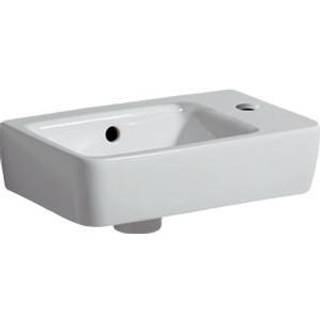 Geberit Renova Compact håndvask kompakt: Hvid / KeraTect, B=40cm, H=15cm, T=25cm, Hanehul=Til højre, Overløb=Synlig, Opbevaringsflade=Uden