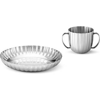 BERNADOTTE børnesæt, dyb tallerken og kop, 2 dele - Design Inspireret af Sigvard Bernadotte, Georg Jensen, Blankt rustfrit stål
