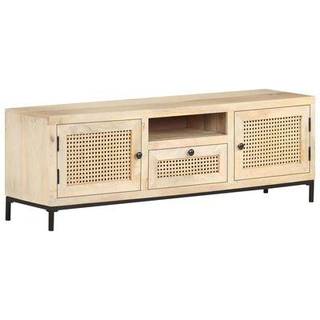tv-skab 120x30x40 cm massivt mangotræ og naturligt rørflet