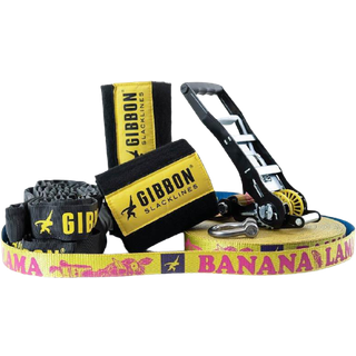 Gibbon Slacklines Bananalama XL Treewear Set Slackline størrelse 25 m farve blue/ yellow
