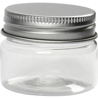 10 stk. klare plastdåser med metal låg - 35 ml