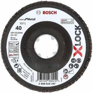 BOSCH X-LOCK-rondelslibeskiver, vinklet version, med fiberbundplade og en diameter på 125mm, G80, X571, Best for Metal, 1stk.