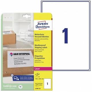 Avery L7997-25 Vejrbestandige Shipping etiketter 1 pr. ark 199,6 x 289,1 25 ark