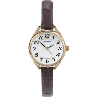 Sekonda Classic Quartz White Dial Brown Leather Strap Ladies Watch 4701