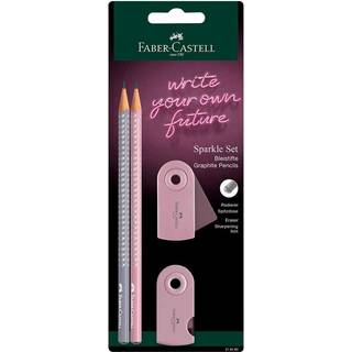 Faber-Castell Blyantsæt m. viskelæder og blyantspidser - Rosa