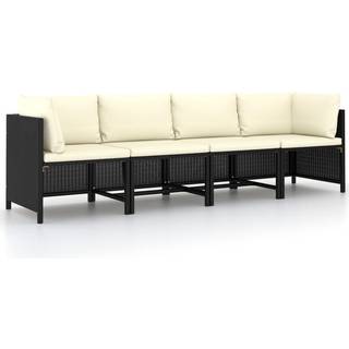 4-personers havesofa med hynder polyrattan sort