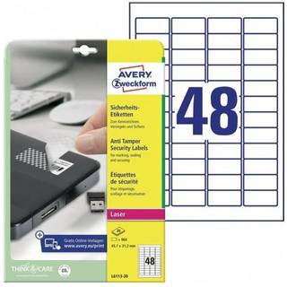 Avery L6113-20 Sikkerheds etiketter, med STOP besked, 48 pr. ark 45.7 x 21.2 20 ark