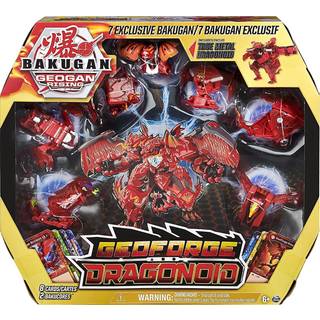 Bakugan GeoForge Dragonoid 7-i-1: Eksklusiv True Metal Dragonoid + 6 Geogan-samleobjekter, 2 BakuCores, Portkort og Karakterkort