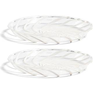 HAY - Spin Saucer Set Of 2 - Clear / Pink Stripes - Assietter - Lyserød
