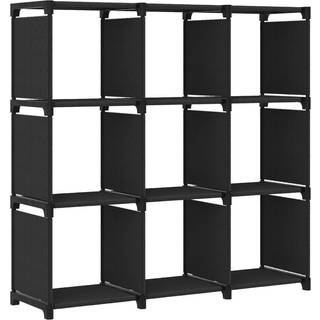 reol med 9 rum 103x30x107,5 cm stof sort
