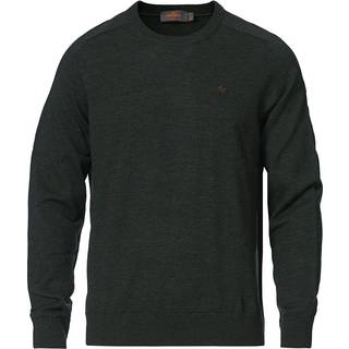 Morris Merino O-neck Olive Melange
