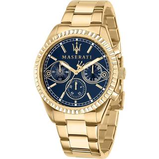 Maserati Competizione Quartz Blue Chronograph Dial Gold PVD Steel Bracelet Men's Watch R8853100026