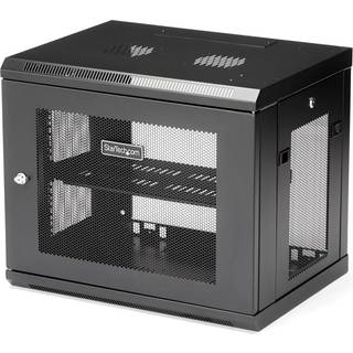 StarTech.com 2 Post 9U 19" Wall Mount Network Cabinet - Adjustable Depth 6-15"- Locking IT Switch Depth Enclosure - Vented Computer/Electronics Equipment Data Rack w/Shelf & Hook & Loop Tape