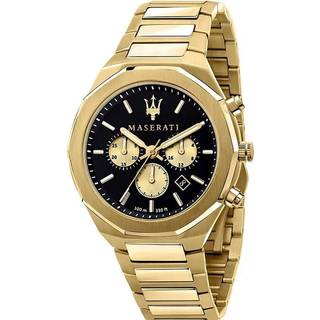 Maserati Stile Quartz Black Chronograph Dial Gold PVD Steel Bracelet Men's Watch R8873642001